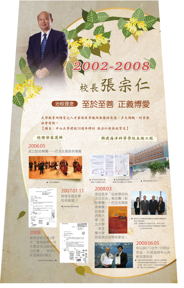 張宗仁校長建設成果、教師學研亮點及學子課外活動檔案及老照片圖片